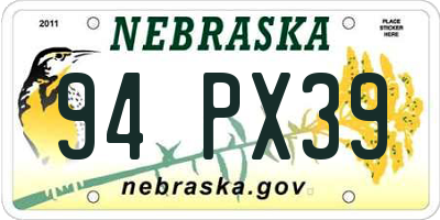 NE license plate 94PX39