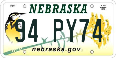 NE license plate 94PY74
