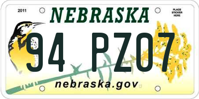 NE license plate 94PZ07