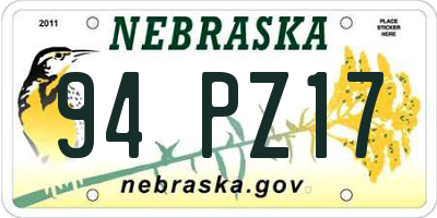 NE license plate 94PZ17