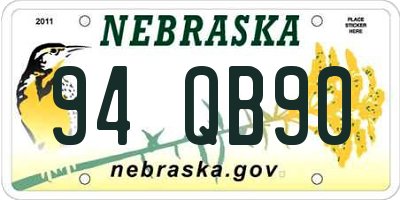 NE license plate 94QB90