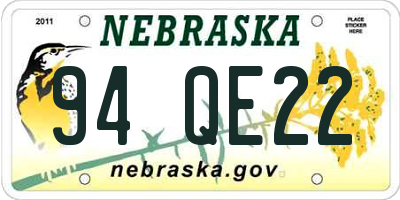 NE license plate 94QE22