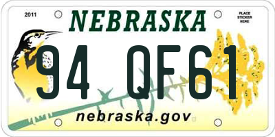 NE license plate 94QF61