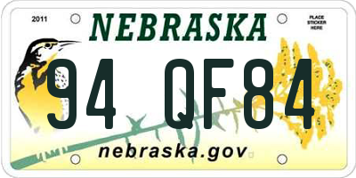 NE license plate 94QF84