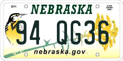 NE license plate 94QG36
