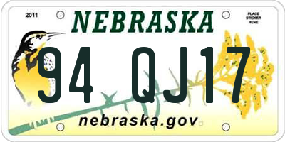 NE license plate 94QJ17