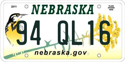 NE license plate 94QL16