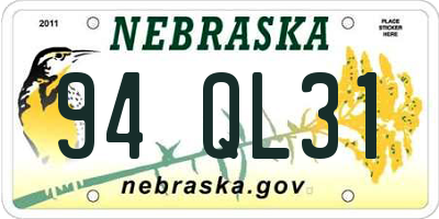 NE license plate 94QL31
