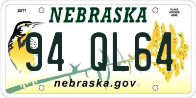 NE license plate 94QL64