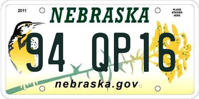 NE license plate 94QP16