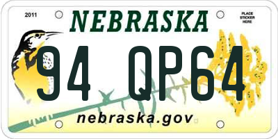 NE license plate 94QP64