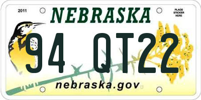 NE license plate 94QT22