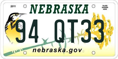 NE license plate 94QT33
