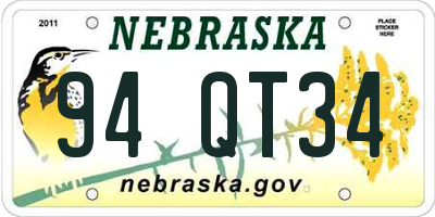 NE license plate 94QT34