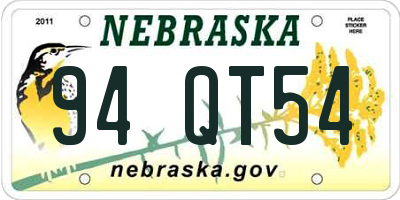 NE license plate 94QT54