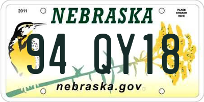 NE license plate 94QY18