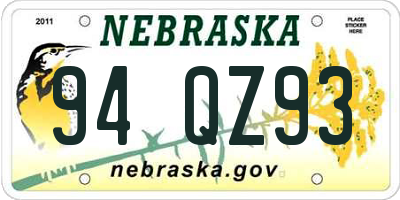 NE license plate 94QZ93