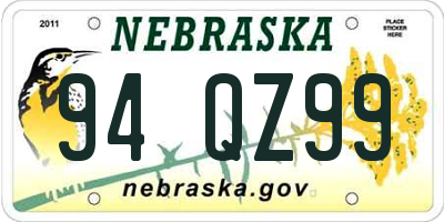 NE license plate 94QZ99