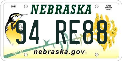 NE license plate 94RE88