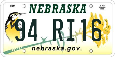 NE license plate 94RI16