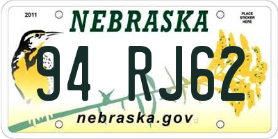 NE license plate 94RJ62
