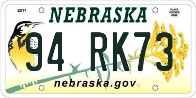 NE license plate 94RK73