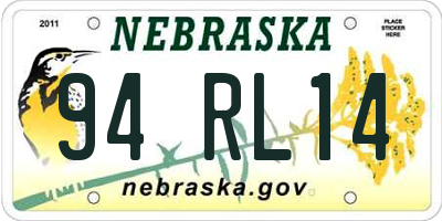 NE license plate 94RL14