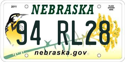 NE license plate 94RL28