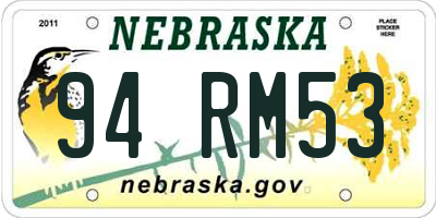 NE license plate 94RM53