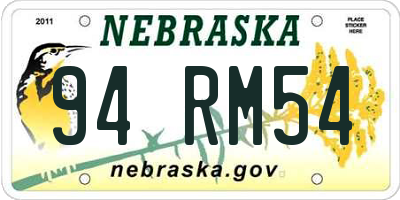 NE license plate 94RM54