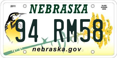 NE license plate 94RM58