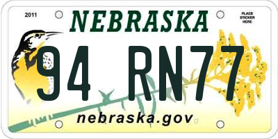 NE license plate 94RN77