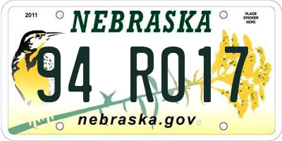 NE license plate 94RO17