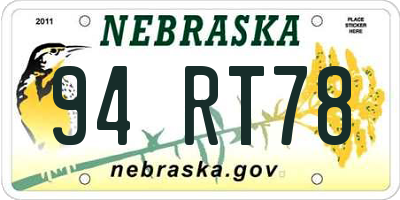 NE license plate 94RT78