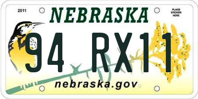 NE license plate 94RX11
