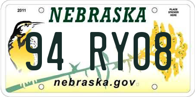 NE license plate 94RY08