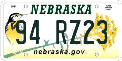 NE license plate 94RZ23