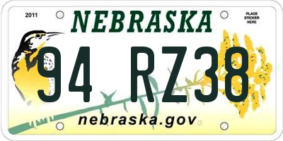 NE license plate 94RZ38