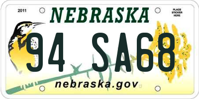 NE license plate 94SA68