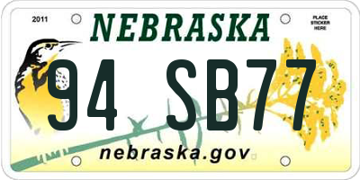 NE license plate 94SB77