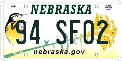 NE license plate 94SF02