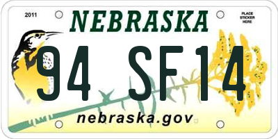 NE license plate 94SF14