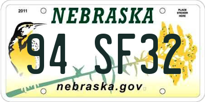 NE license plate 94SF32