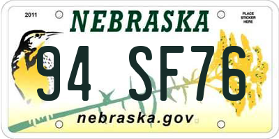 NE license plate 94SF76