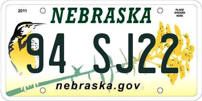 NE license plate 94SJ22