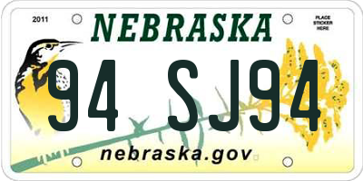 NE license plate 94SJ94