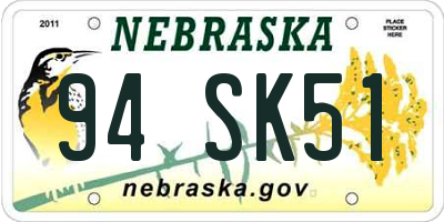 NE license plate 94SK51
