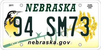 NE license plate 94SM73