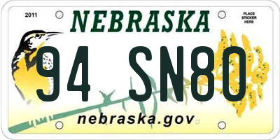 NE license plate 94SN80
