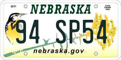 NE license plate 94SP54